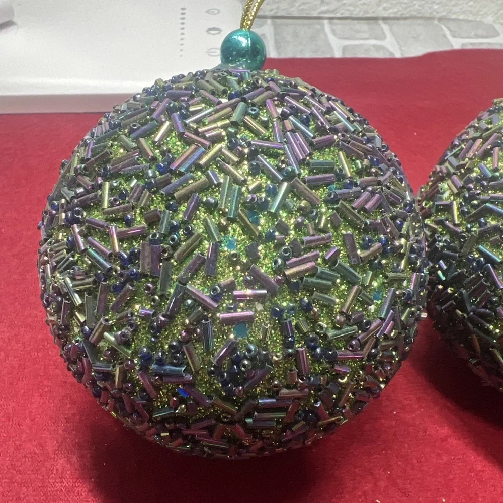 Melrose‎ Rainbow Beaded Ball Ornament (Set of 2) 4